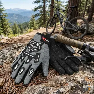 Motorcycle Gloves for Riding Racing Winter Power Sports - Durable Protective Bike Gloves Perfect for Cycling Hiking Outdoor Activities Grey Color Size 7.09 x 3.55 Inches