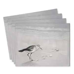 360 Stand 4-Piece Rectangular Semipalmated Sandpiper Bird Print Placemat & Coaster Set, 14x18 in. Polyester Kitchen & Home Decor Tableware Accessory, Coasters For Drinks