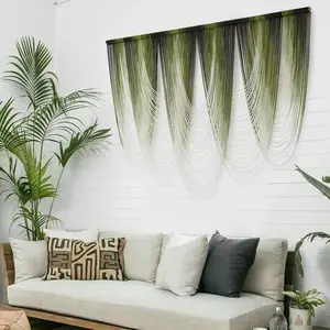 Macrame Wall Hanging Dip-Dyed Large Macrame Wall Decor Yarn Tapestry 57" W x 41" L For Headboard Bedroom Living Room Boho Fiber Home Art Brown