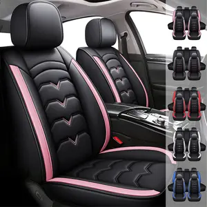 5PCS Universal Car Seat Covers Full Set Premium Breathable Waterproof PU Leather Cushion Protectors Automotive Interior Replacement Girly Car Accessories Fit For Most Cars Vehicles SUVs Sedans Hatchbacks with Easy Installation and Durable Protection
