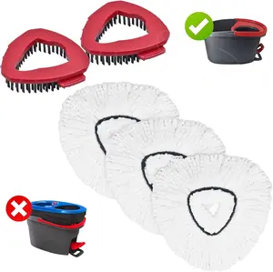 Mop Heads Replacements for Ocedar, Mop Replace Head for O Cedar, Spin Mop Replacement Head for Ocedar Easy Wring 1 Tank System, Mop Heads Include 3 Pack Spin Mop Refills and 2 Pack Scrubber Mop Head(Hide inside) cleaning