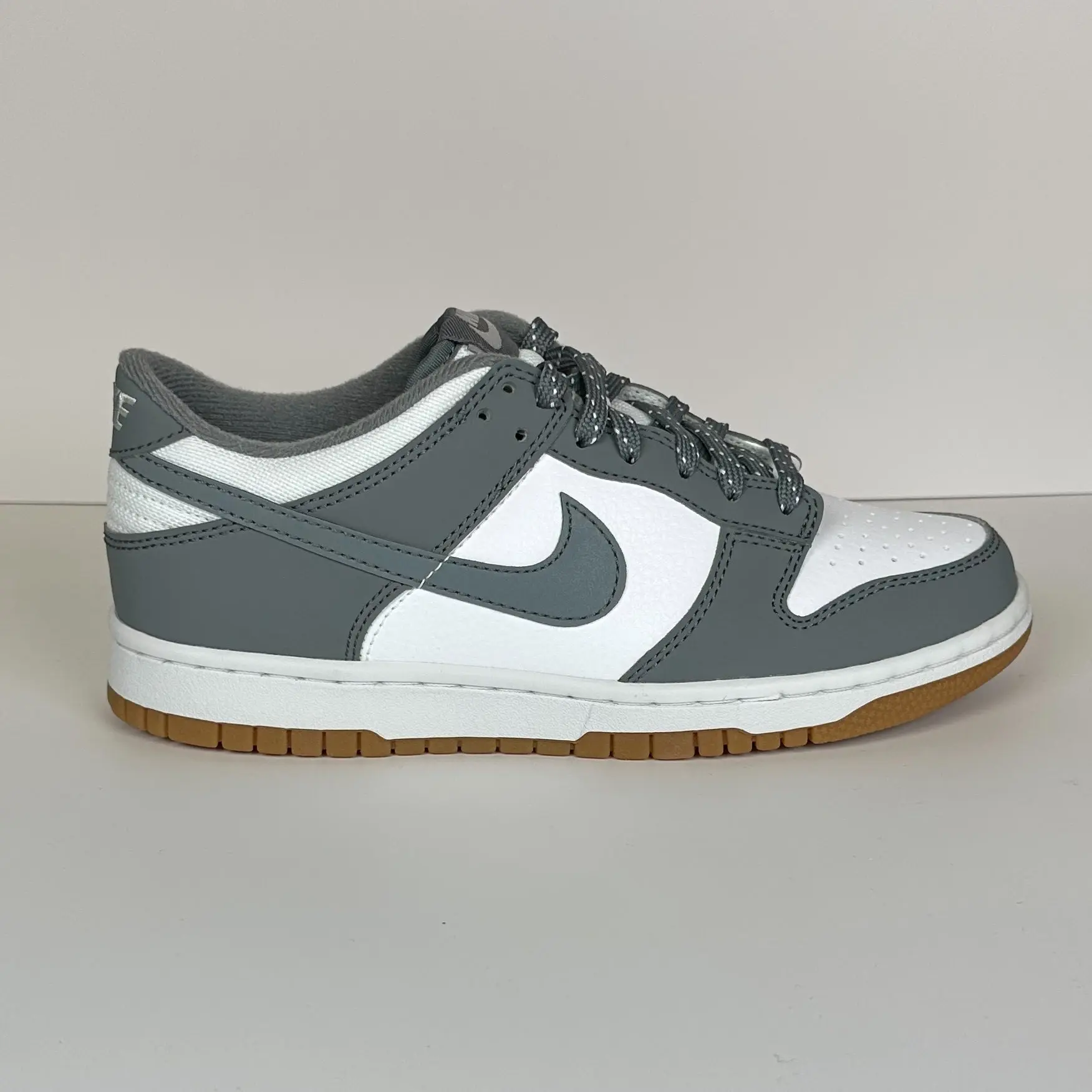 Nike Dunk Low GS Smoke Grey Iron Ore 'Reflective Swoosh' Sneaker FV0374-100, Casual Sneakers, Trendy Sneakers