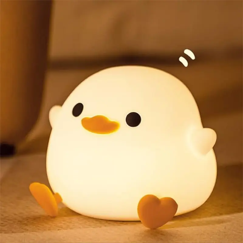 Cute Duck Night Light, Dodo Duck Lamp, Bean Shape, LED Soft Novelty Duck Light, Food Grade Silicone Adjustable Night Light, Glowing Duck Gift