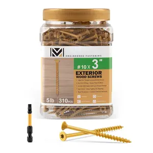 #10 x 3''  Deck Screws 310 count (5lb Box), Trox Flat- Exterior Screws, Multiple Size , Tan, T25  Bit Included