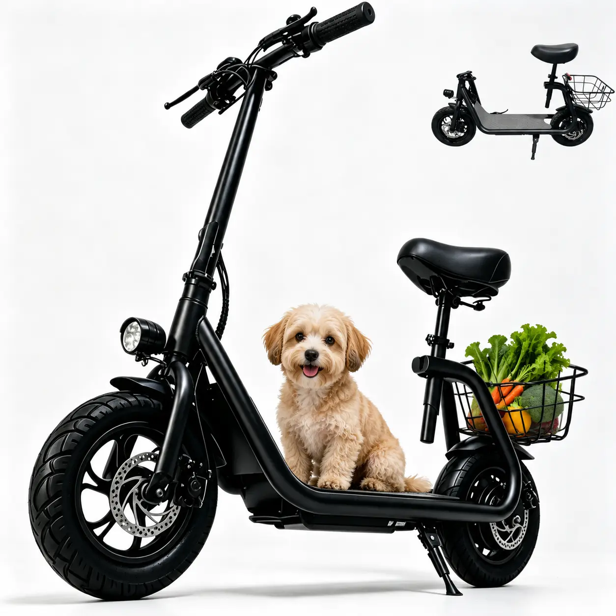 Adult Foldable Commuting Scooter with 800W Motor, 48V 10Ah Battery, 12" Tires, 19MPH Max Speed, 25 Mi Range, Dual Suspension,  Cruise Control, Rear Seat Box, Adjustable Height Handlebars, 265lb Max Load, Portable Commuting Scooter
