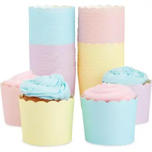 50 Pack Cupcake Liners Wrappers, Muffin Paper Baking Cup for Birthday Party, Rainbow Pastel Color
