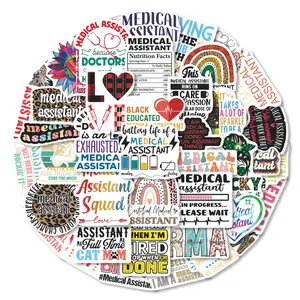 50pcs Medical Assistant Healthcare Stickers Pack, Waterproof Medical Career & Pride Decals for Laptop, Water Bottle, Journal & Scrapbook, Healthcare Worker Gift