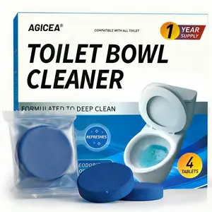 AGICEA Automatic Toilet Bowl Cleaner Tablets,Put in the Toilet Tank,Long-Lasting Bathroom Tank Cleaner with Refreshing Fragrance, 4 Pack，Each tablet lasts for 7 days