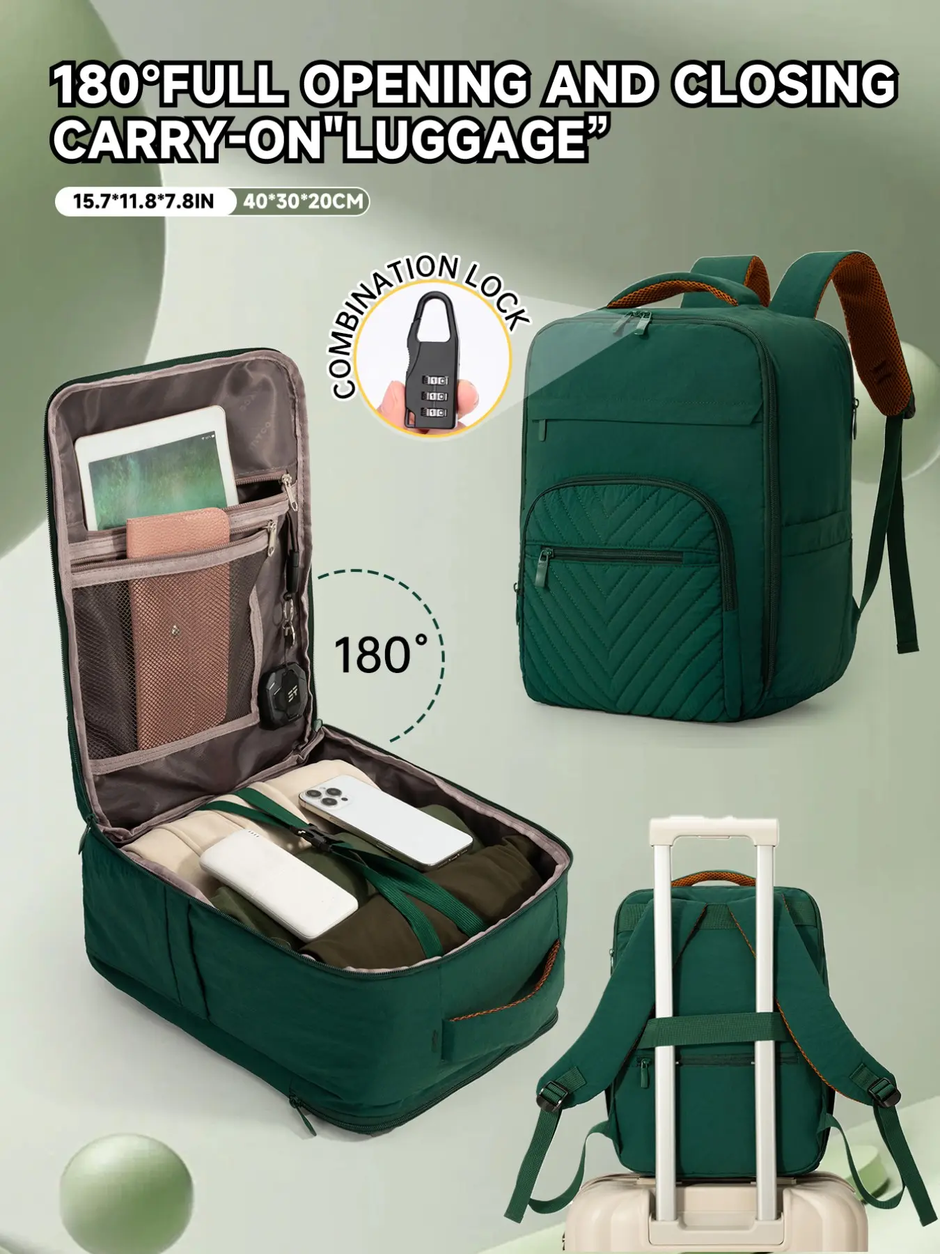 Password Lock Backpack, Casual Travel Lightweight Backpack, Ryanair Compliant Size 40x30x20cm, Cabin Bag/airline Rucksack, Short Trip Travel Bag, Unisex Commuter, Carry On Backpack
