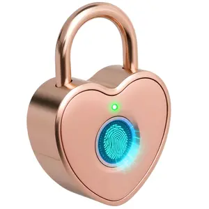 Heart Shaped Fingerprint Padlock, Cute Smart Padlock for Locker, Backpack, School, Travel Suitcase