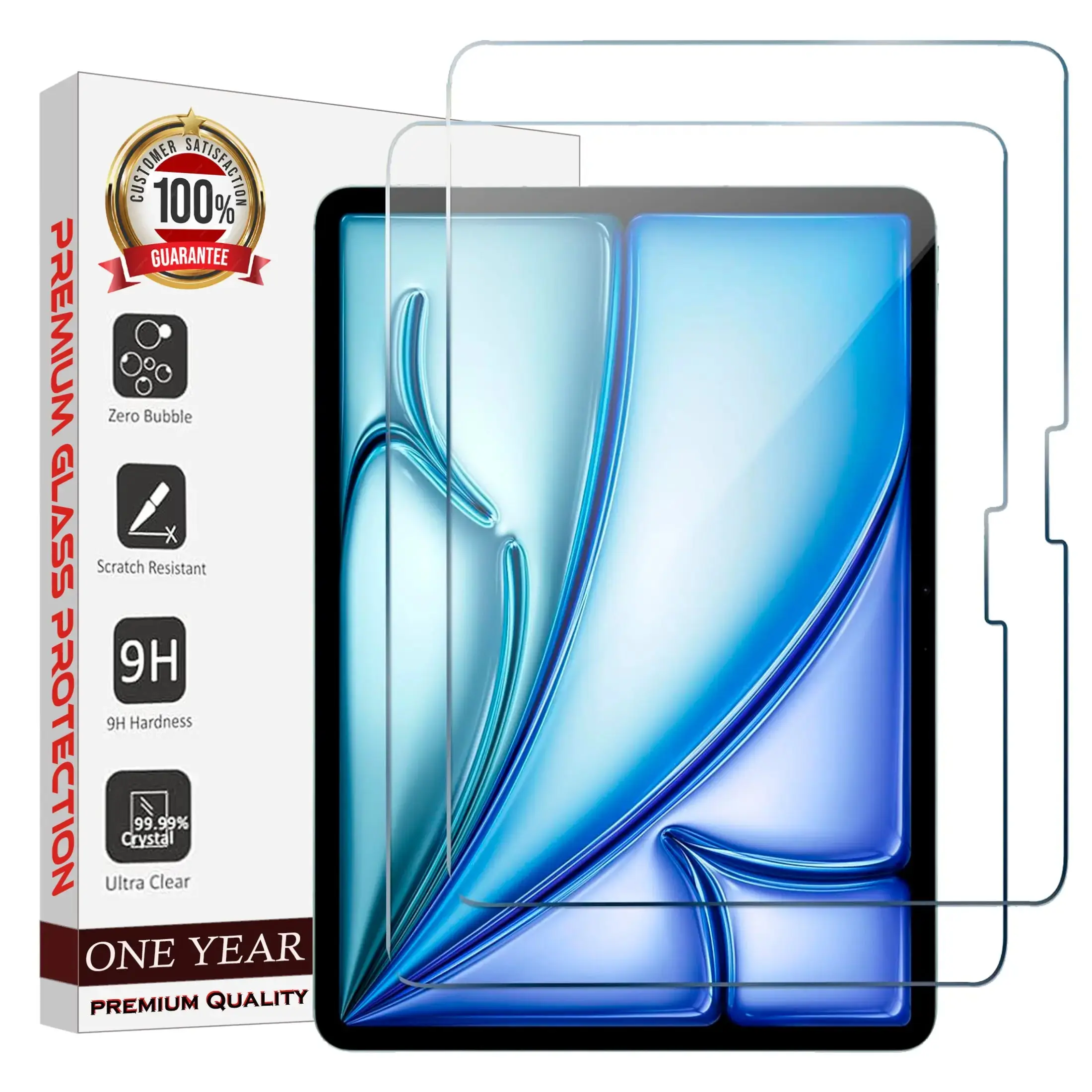 Entronix Screen Protector for iPad Pro M4 (2024) 11" - 2-Piece Combo Clear Tempered Glass Screen Protector Computer Protection Tablet Durable Smooth Protective