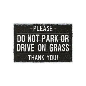 Do Not Park Or Drive On Grass Sign, Custom Keep Off Yard/Lawn Metal Outdoor Decor, 12" x 8"