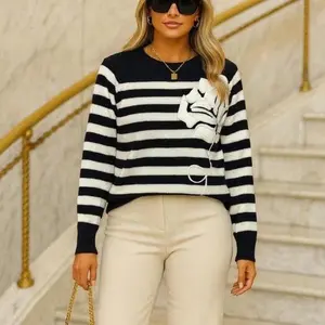 Jackeline10-Striped Crew Neck Sweater 45% Acrylic 30% Polyester 25% Poliamide Women's Casual Top