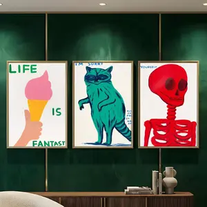 art David Shrigley Painting Calligraphy HD Heavy-Duty Waterproof Wrinkle-Resistant Canvas Print – Tool-Free Durable Hides Wall Flaws & Boosts Style for Living Rooms Bathrooms