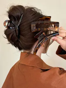 Trendy Tortoiseshell Pattern Hair Claws, Elegant Hair Accessories for Women & Girls, Minimalist Headwear Suitable for Thick Hair, Hair Clip Set