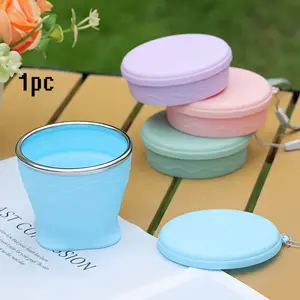 Portable Folding Water Cup for Outdoor Camping Travel, Camping Kitchenware, 6.76 Ounce Compressible Cup for Tea and Coffee, Travel Coffee Mug