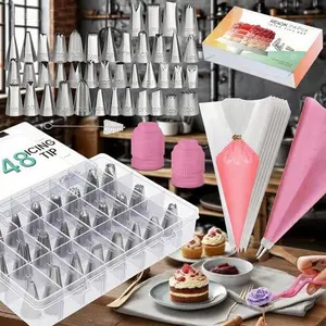 74-Piece Cake Decorating Kit with 48 Numbered Tips & 21 Pastry Bags, Professional Baking Tools for Cupcakes Cookies Desserts, Reusable Icing Piping Set Includes Booklet & E-Book, Stainless Steel Nozzles for Precise Designs