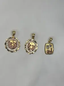 Dijes de Bautizo en Oro Real 10k Solidos en 3 Oros para Occasion Especial y Elegante