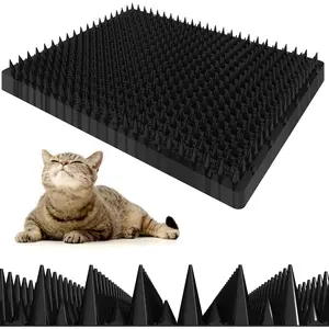 12 Pack Upgraded Black Cat Repellent Mat - 16" x 13" Scat Mat for Cats Has Uneven Spikes is an Effective Scat Mats for Dogs, Stray Cat Repellent Outdoor & Indoor to Deter Cats, Dogs & Small Animals