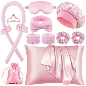 13-Piece Sleeping Hair Care Kit, Overnight Curling Tool, No Heat Needed, Includes Heat-Free Curler, Pillowcase & Accessories