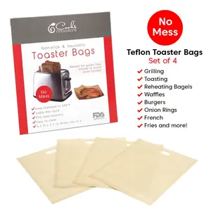 Cooks Innovations Non-Stick Reusable Toaster Bag - Set of 4 Bakeware Cheese Utensils