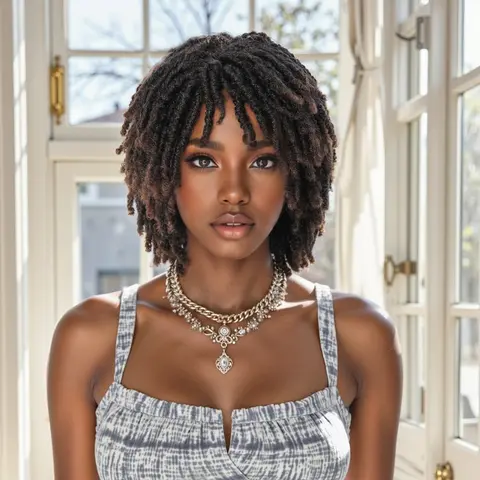 Ourwigs Women's 1B Short Dreadlock Twist Pre Styled Synthetic Fiber Full Machine Wig - Glueless, Afro Kinky, Braided Crochet Faux Locs, Adjustable Fit - Daily Use, New Year Gift,sohochic