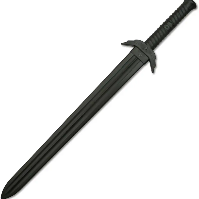 Men's Martial Arts Replica Sword - Durable Black Polypropylene, Balanced Design, Twisted Spiral Rounded Handle, Enhanced Grip/Control, Rounded Tip, Self-Defense Training Equipment, Replica Sword Costume Accessories for Anime Katana Cosplay