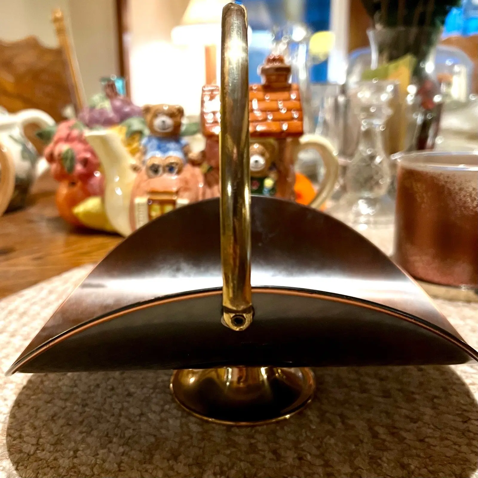 Coppercraft Guild Burnished Copper Mini Gathering Basket, Brass Base and Handle