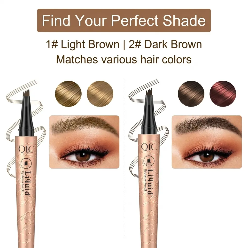 Micro-Fork Tip Eyebrow Pencil - Long-Lasting, Waterproof, Glide-On, with Brow Styling Brush, Daily Wear Natural Look Eye Makeup Accessory, Flawless, Gift