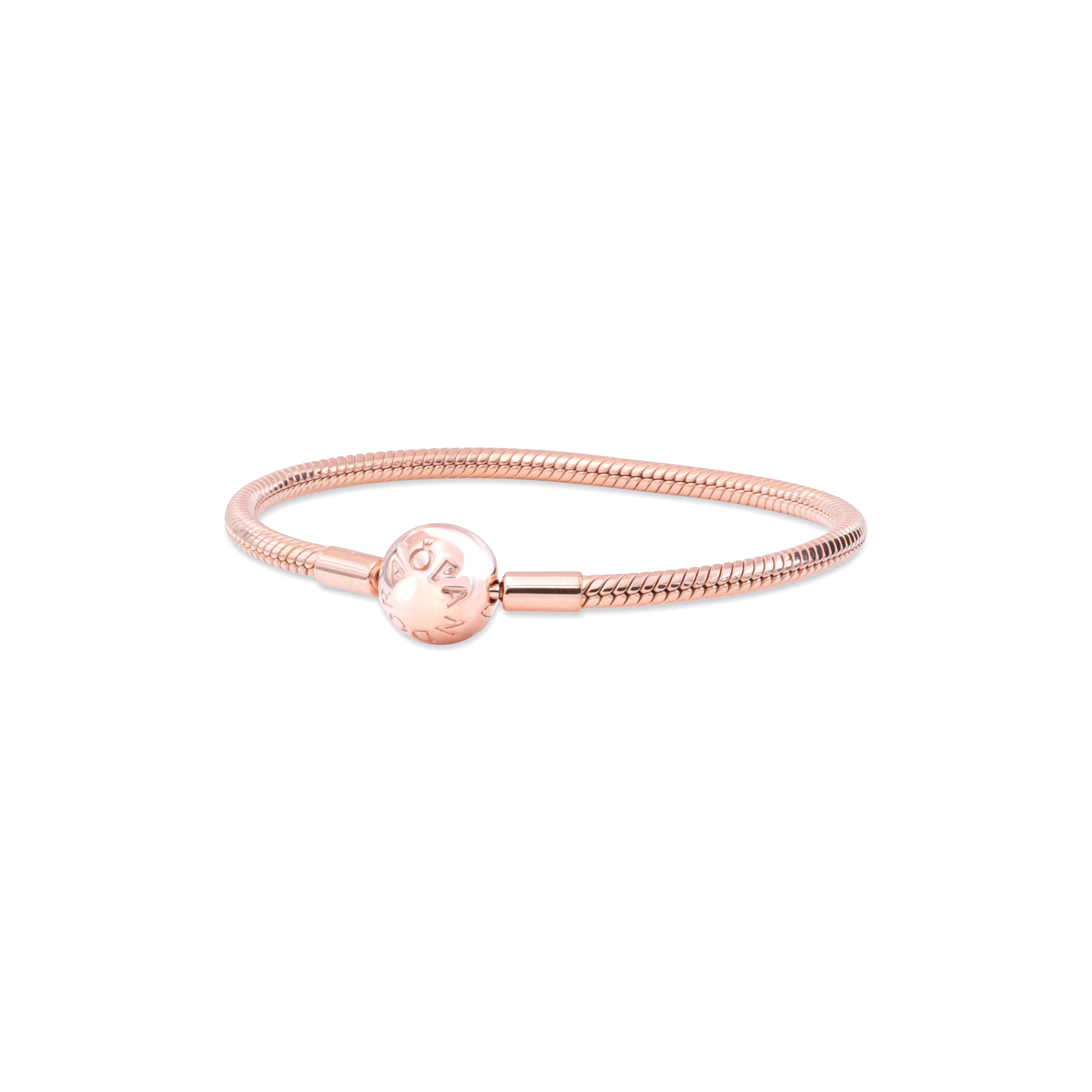 PANDORA Smooth PANDORA Rose Clasp Bracelet - 580728-21, Minimalist, Snake Chain, Smooth Finish, Everyday Wear, Solid Rose