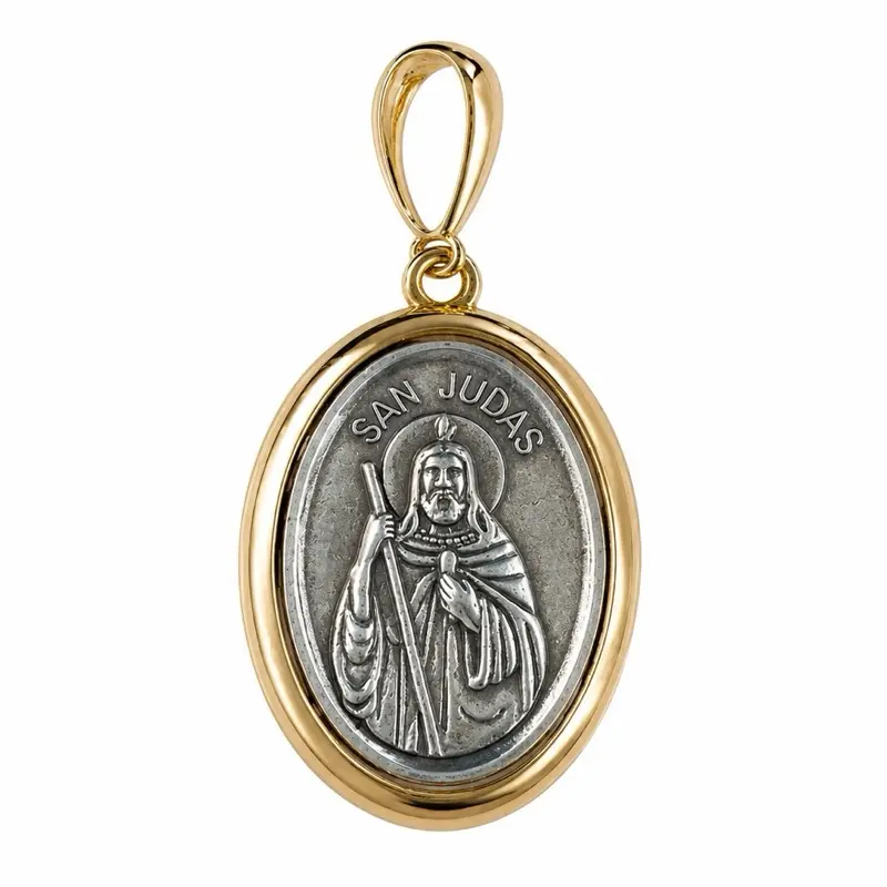 Gold Plated Stainless Steel San Judas Amulet, Religious Jewelry, 40cm Fashion Charm Pendant, Gold Plated Amulet