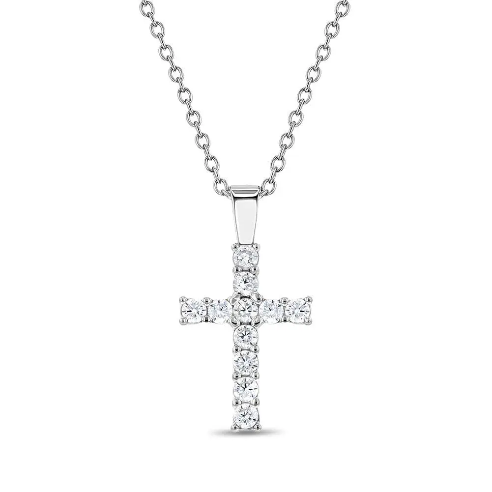 CZ Cross 16mm Toddler/Kids/Girls Necklace Religious - Sterling Silver CZ Cross 16mm Toddler/Kids/Girls Necklace Religious - Sterling Silver