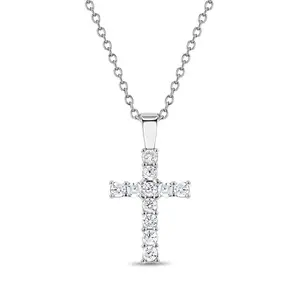 CZ Cross 16mm Toddler/Kids/Girls Necklace Religious - Sterling Silver