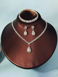 Bridal Jewelry Set, Rhinestone Necklace, Earrings, Bracelet, Fashion, Perfect Match for Party