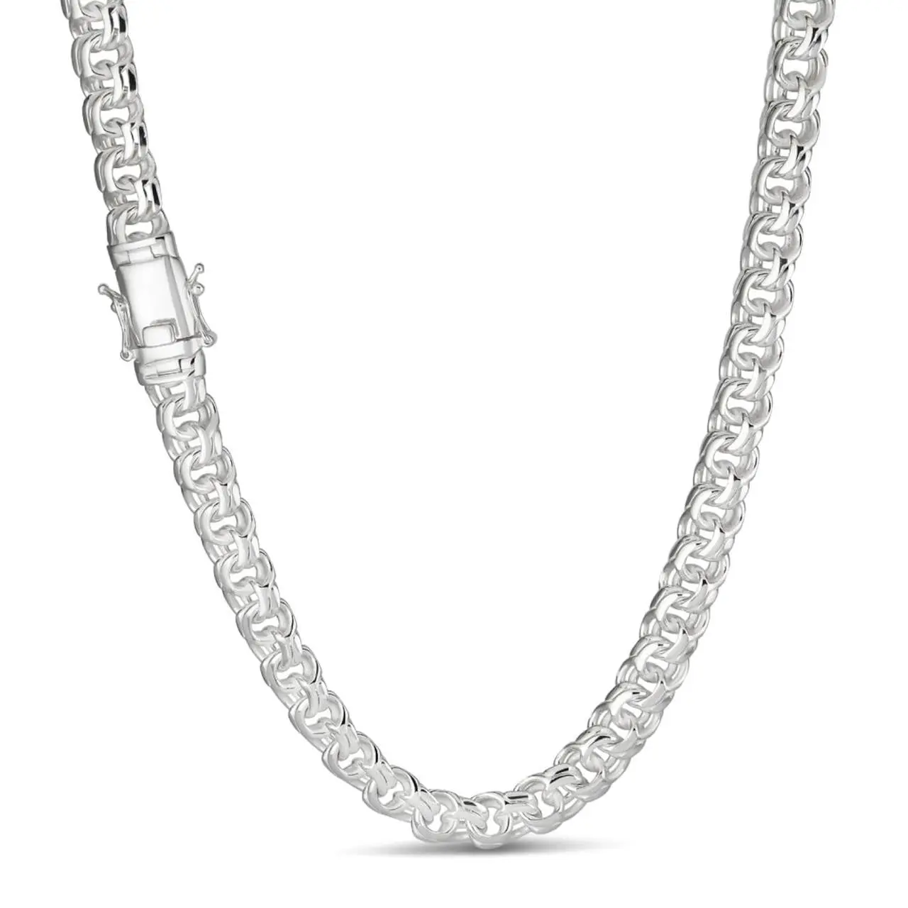 Bismark Garibaldi Chino Link Chain Necklace - 925 Sterling Silver - 18"-28" - 9mm