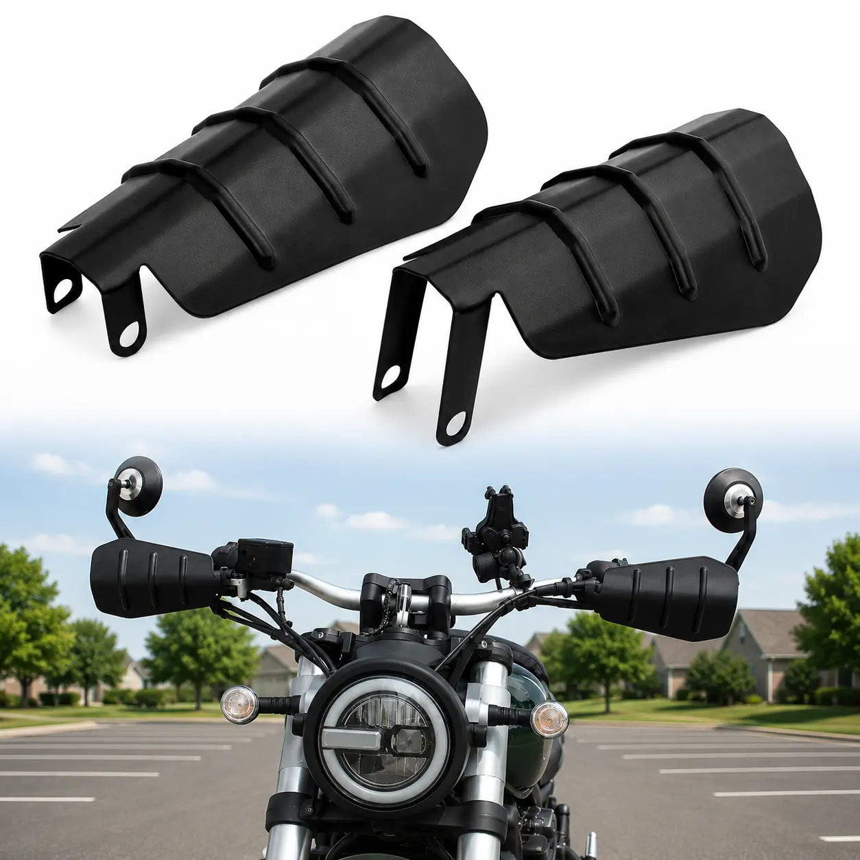 Matte Black Motorcycle Hand Guards Protector Kit for Harley Touring Bagger Street Glide Road King Road Glide Electra Glide Ultra Limited 2006-Later, Steel Handlebar Hand Shields for Larger Switch Housing Control Mount Setup