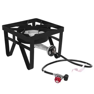 200,000 BTU High-Pressure Outdoor Gas Burner - Cast Iron Camp Stove with Adjustable 0-20PSI Valve & Alloy Frame for Home Brewing, Canning - CSA Certified