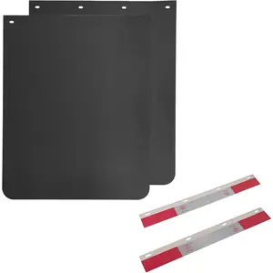 24"x30" Black Polymer Mud Flaps and 24"x3" Mud Flap Reflector Reflective Tape Fit for Semi  , 2 Pack