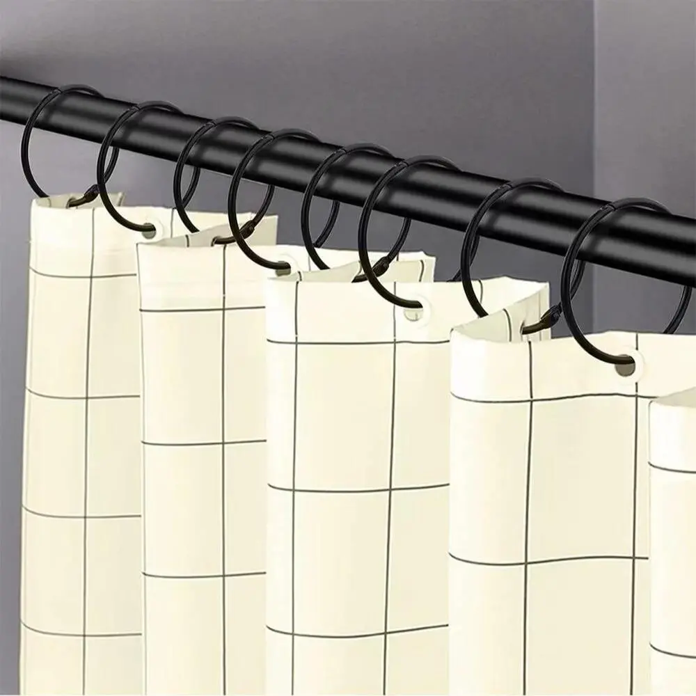 Shower Curtain Hook, 10pcs/set Durable Rustproof Shower Curtain Ring, Curtain Rings With Hooks, Bathroom Accessories for Home Hotel Salon Dormitory Decor