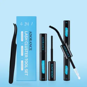 ADORANCE Lash Clusters Kit Glue Bond and Seal with Lash Glue Remover and Tweezers Long-Lasting, Waterproof For DIY Eyelash Extension At Home Use Beginners Friendly 4-in-1