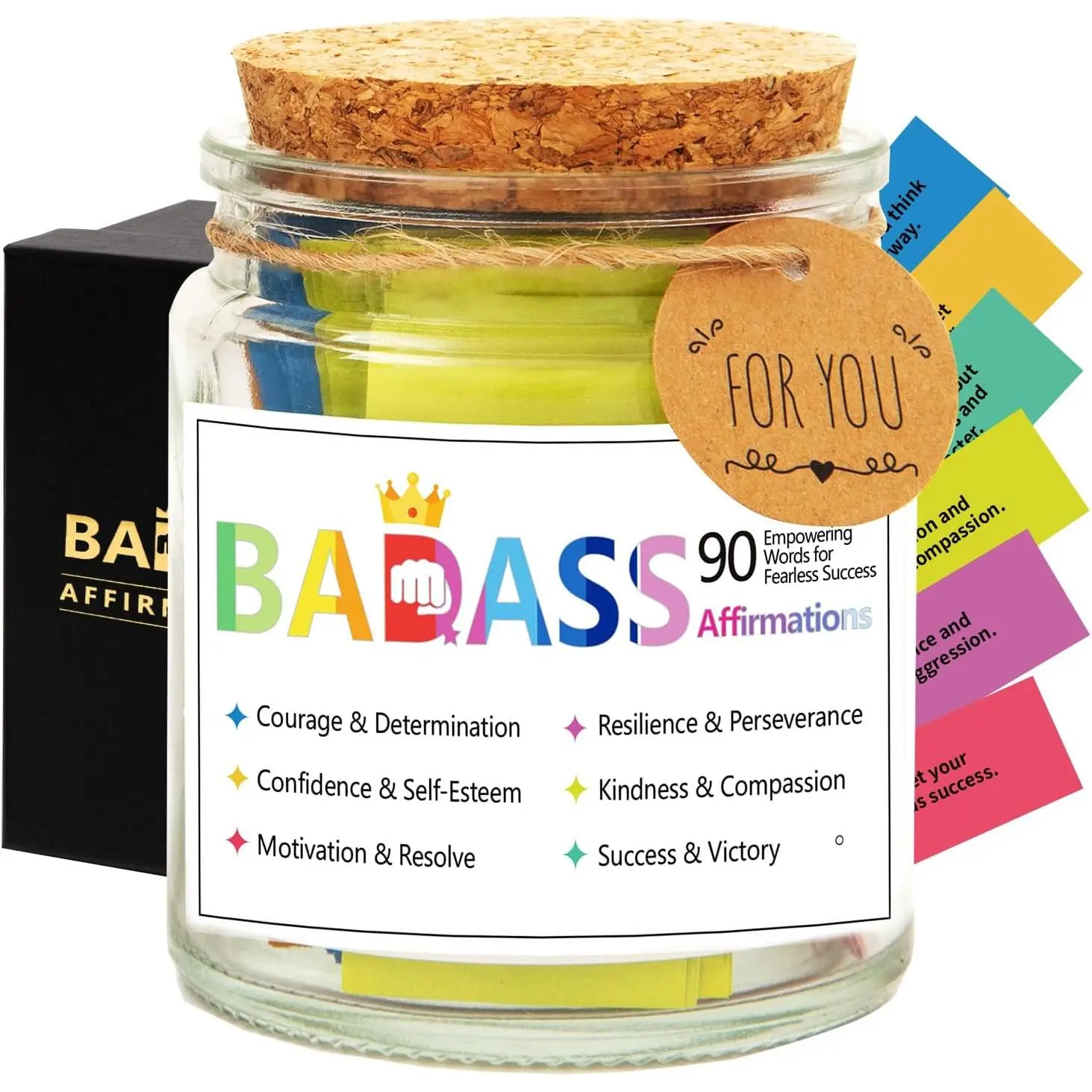 Women's Positive Affirmation Card Set with Jar - Office Stationery Self-Care Gifts for Women, Ideal for Graduation or Birthday Gifting