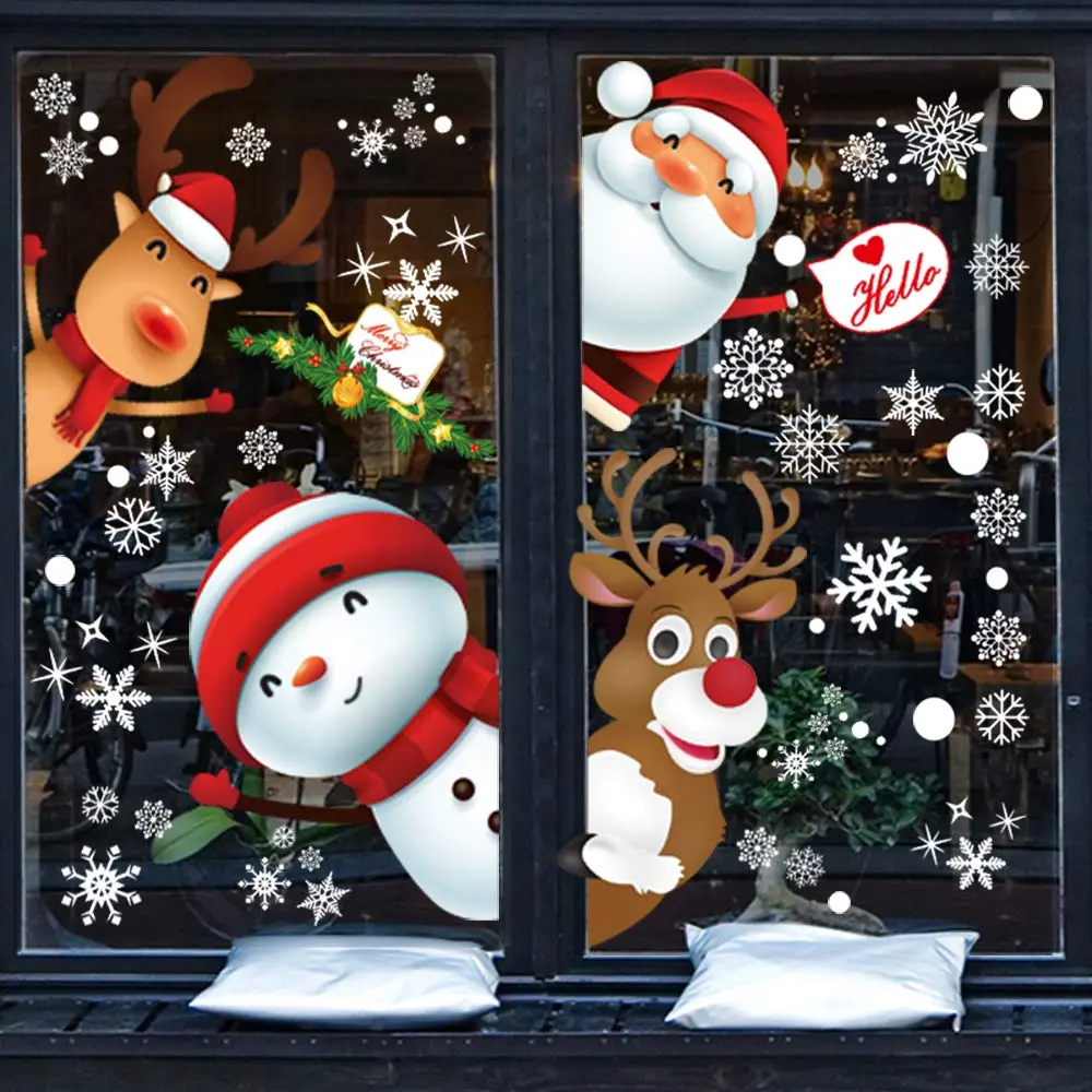 80PCS Removable Xmas Window Stickers - Snowflake Santa Reindeer, Festive Decor for Home & Kids