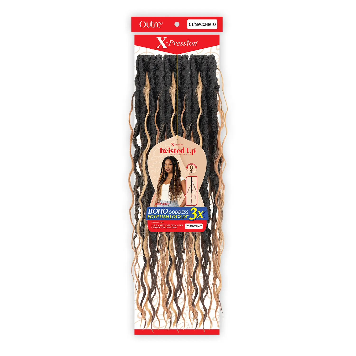 Outre Synthetic Braiding Hair - X-Pression Twisted Up 3X Boho Goddess Egyptian Faux Locs Braids, 22" Lightweight Low Friz Crochet Hair Extension Styles, Boho Braids