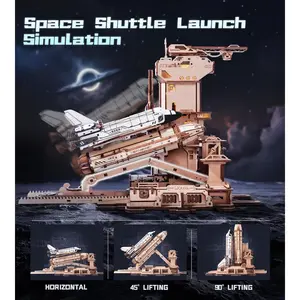 ROKR Wooden Space Shuttle 3D Puzzle Model Kit | DIY Spacecraft Assembly Toy with Moving Parts | Stress-Relief Building Experience & Sense of Achievement | Collectible Display Model | Creative Gift for Kids, Adults & Space Lovers