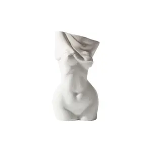 Mila Moya Ceramic Flower Vase 8in x 4in Modern Female Body Woman Shape Home Decor Ornament