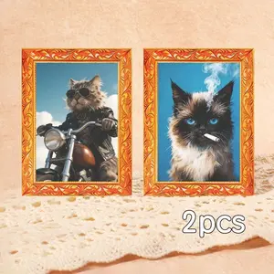 2-Pack Cartoon Cat Refrigerator Magnets, Fun Animal Magnets, Simple Frame Magnets, Home Decor Magnets, Funny Cat Magnets, Perfect Gift