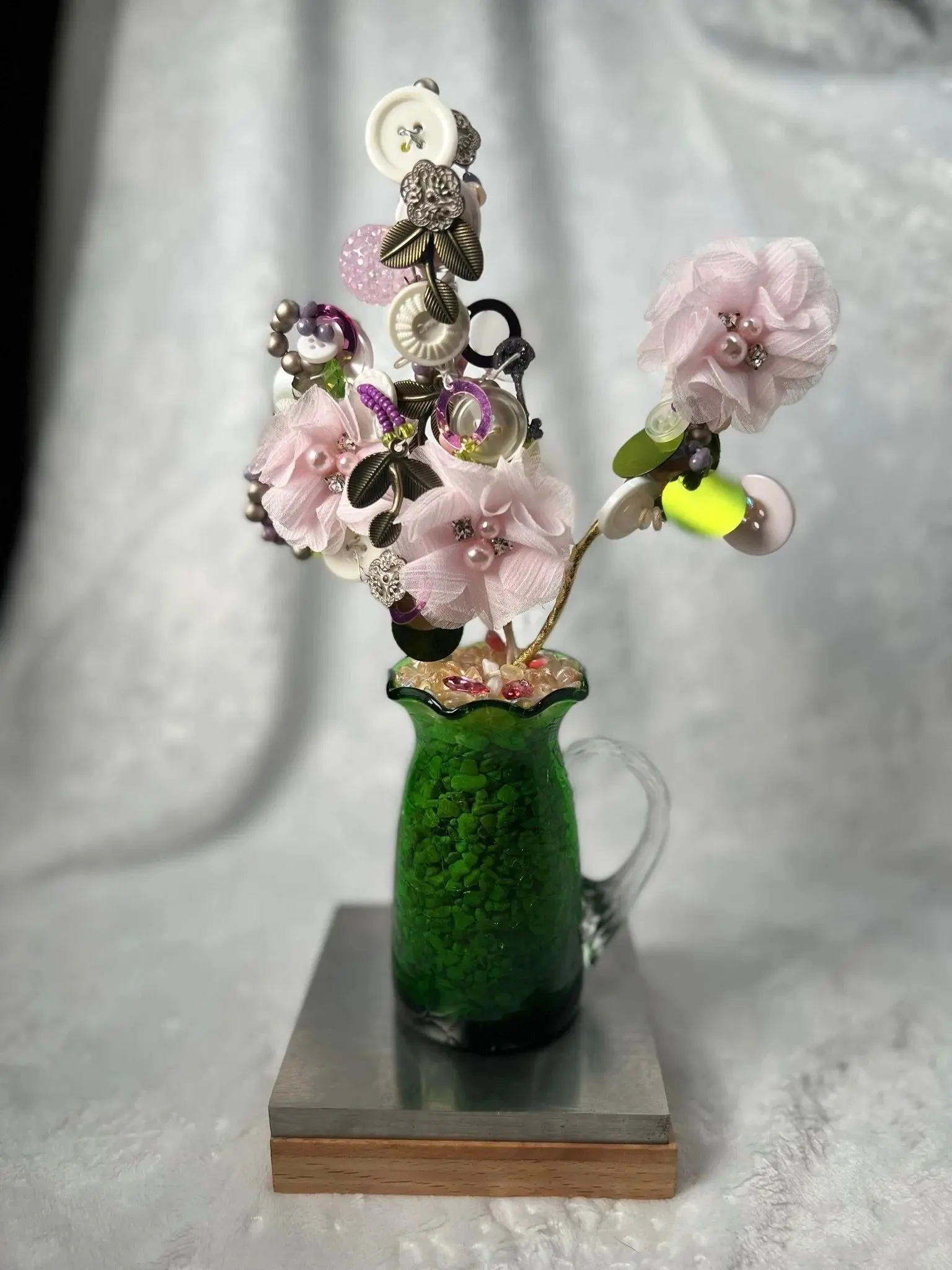 Blissful Button Tree 15 / Button Flower Bouquet / Faux Potted Plant / Home Decor / Artificial Flowers