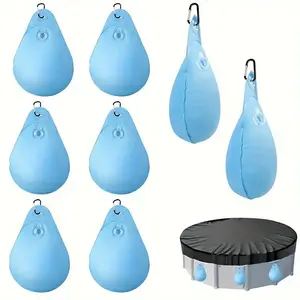 Pool Cover Weights with Hooks, 8 Counts/set Durable PVC Pool Cover Weights, Winter Pool Accessories for Above Ground Pools, Inflatable