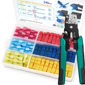 240Pcs T-Tap Wire Connectors+Crimping pliers, T Wire Quick Splice Connector, T Connectors for Wiring with Storage Case (240Pcs), Durable Reliable Connectors, Universal Connector