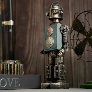 No Power Required Rustic American Vintage Robot Resin Statue Collectible Figurine for Indoor & Outdoor Home Decor, Statue Figurines, Movie Themed, Living Room, TV Stand, Bar Cabinet, Window Display
